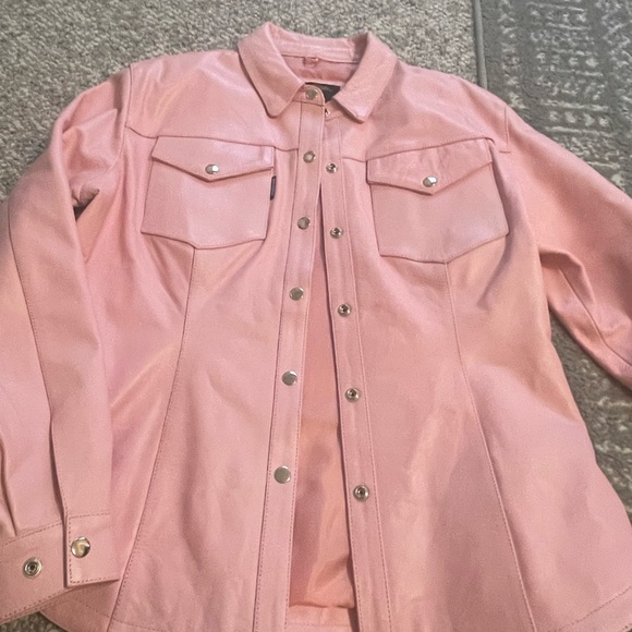 Jamin Leather Pink Leather Biker Jacket Size XL - Picture 1 of 16